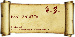 Hohl Zalán névjegykártya